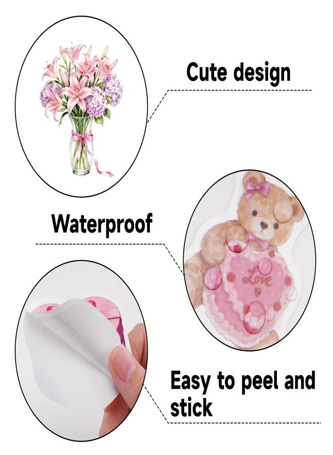 Alynta 200Pcs Pink Aesthetic Stickers - Cute Vinyl Water Bottles Sticker Pack Waterproof Scrapbooking Sticker Cute Bow Stickers for Laptop Scrapbook Journal Planner Notebook Luggage - Image 3